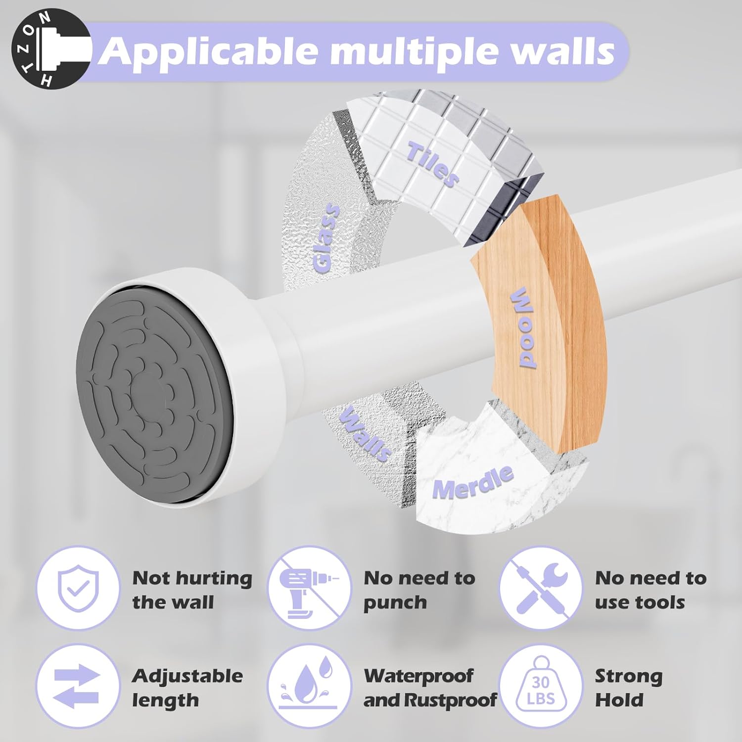 2Pack White Shower Curtain Rod 34 to 43Inch:Small Spring Tension Shower Rods for Bathroom Kitchen Doorway,Heavy Duty Adjustable Tension Shower Curtain Rod No Drilling No-Slip Easy Install,White