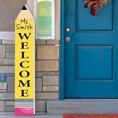 Pencil Welcome Sign for Classroom Door Decoration 47" Back to School