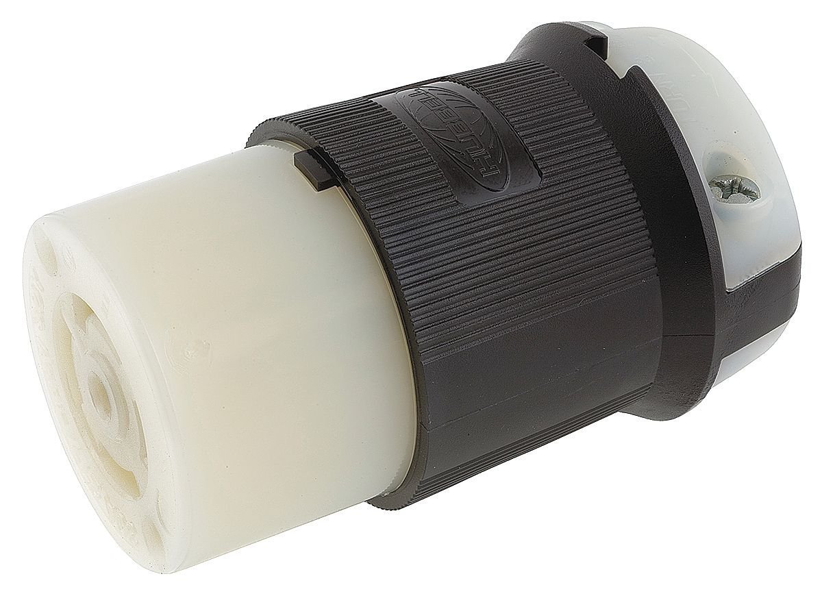 Hubbell Wiring Device-Kellems Connector,277/480VAC,30A,L22-30R,4P,5W, Black, White (HBL2823)