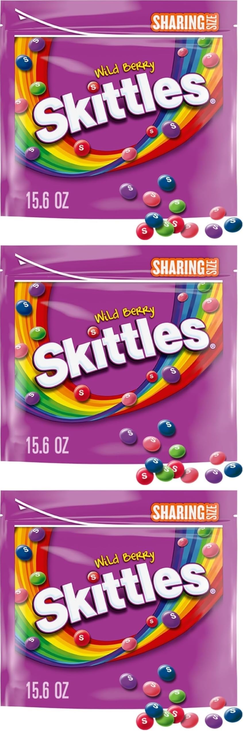 Wild Berry Chewy Candy Share Size Tear and Share Movie Night Party Favor Candy Snack, 15.6 Oz Resealable Bag (Pack of 3)
