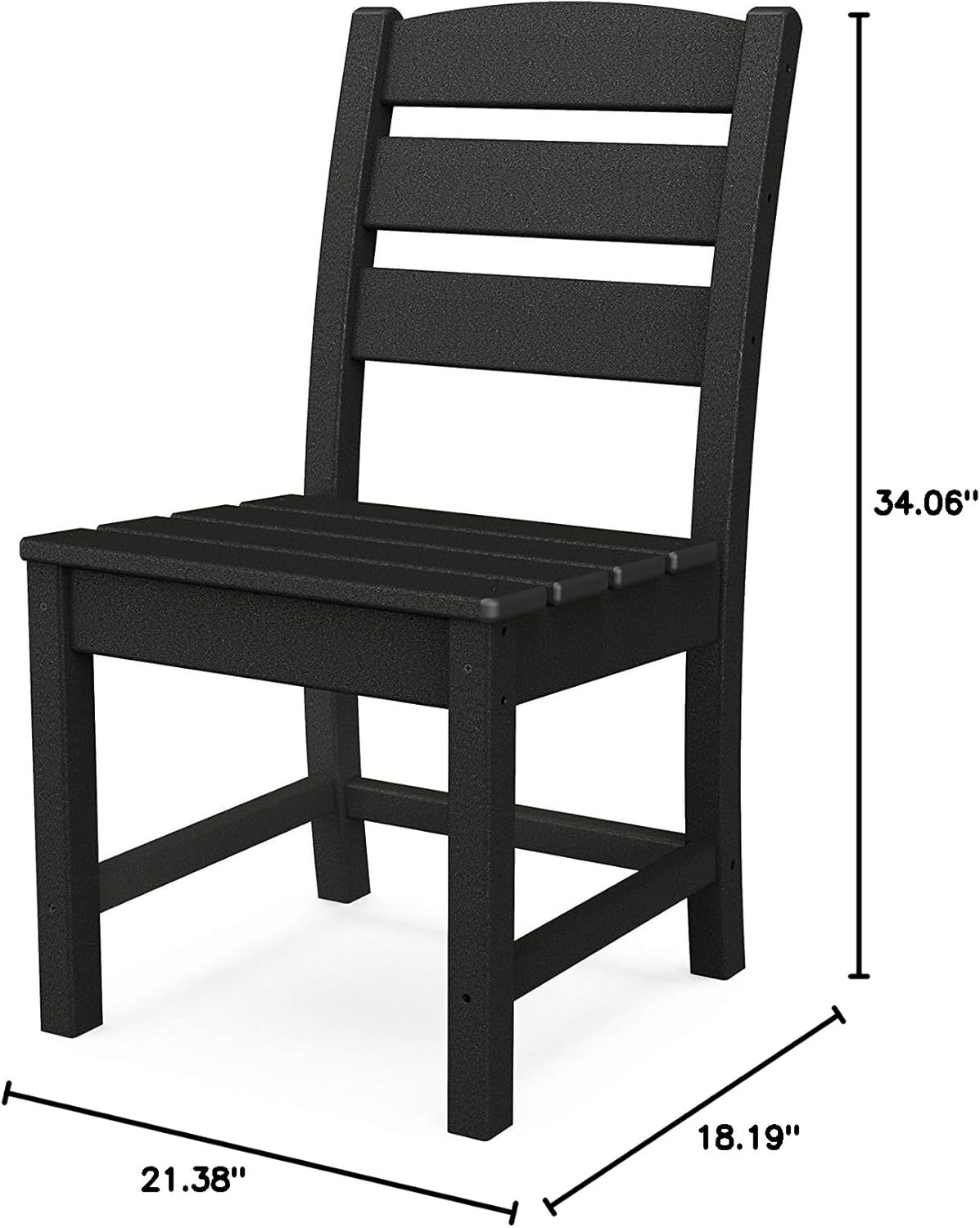 Polywood Lakeside Dining Chair, Black, HDPE Outdoor Patio Furniture, Made in USA