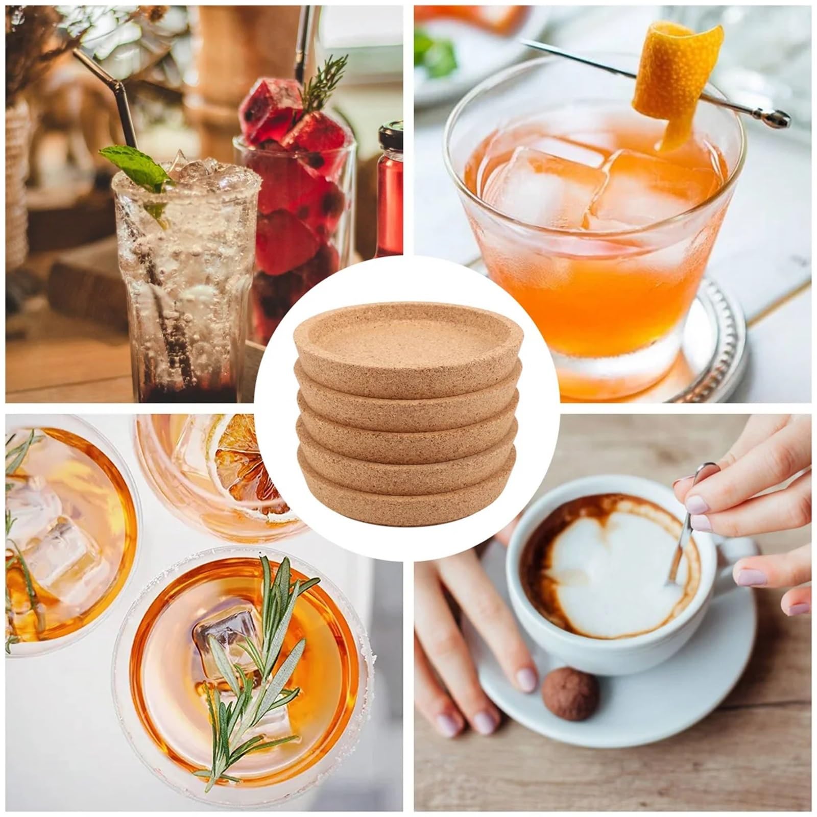 sous-Verres en liège, 30 pièces, Ronds, antidérapants, isolés, Porte-gobelets for Le Bureau