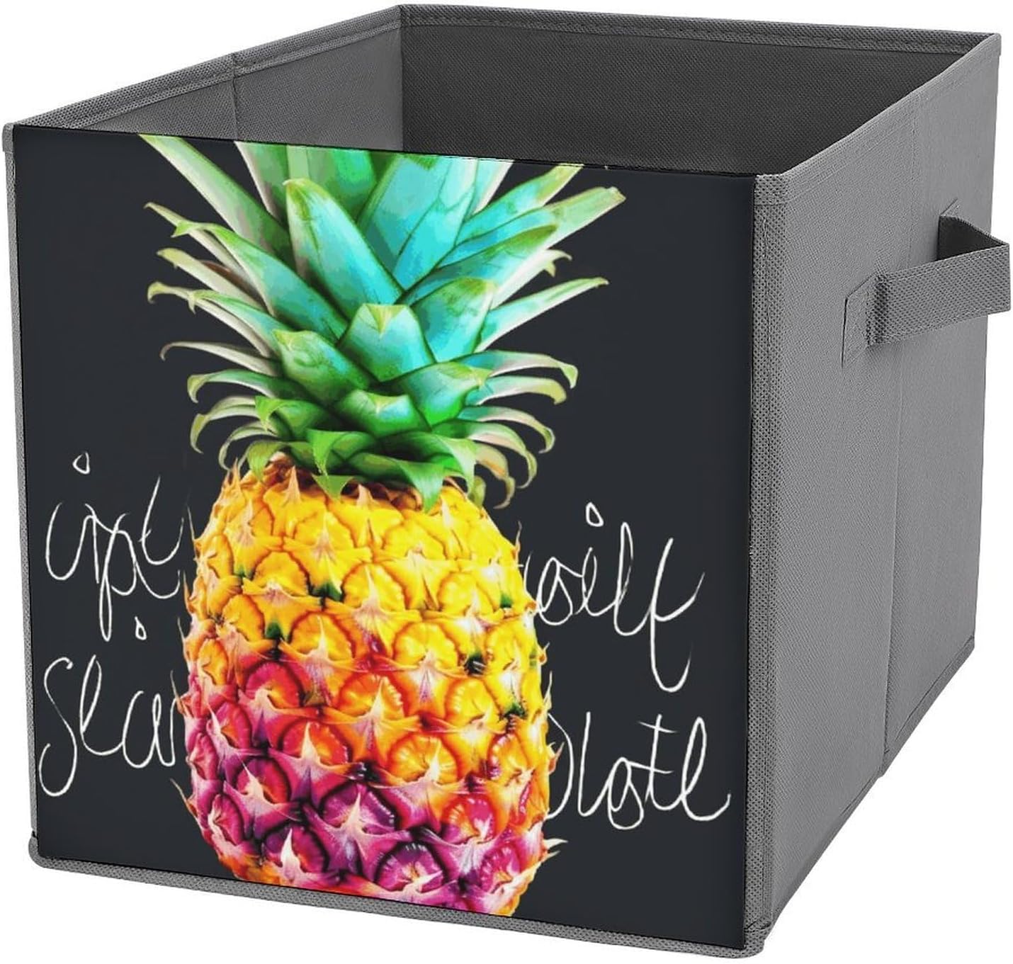 Folding Storage Bins Oxford Fabric Clothes Storage Boxes with Handles | Colorful Fruit Pineapple Cube Organizer, Easy to Store, Multi Functional Cube Storage Organizer for Office Bedroom