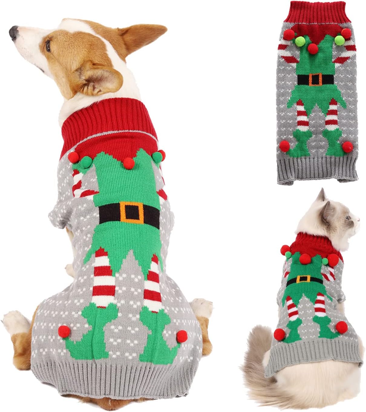 YanmucyChristmas Dog Jumper Knitted Pet Dog Christmas Sweater Soft Winter Dog Jumper Coat Pet Xmas Sweater Clothes for Small Medium Large Dogs Cats Christmas Costume (X-Large, Style-5)