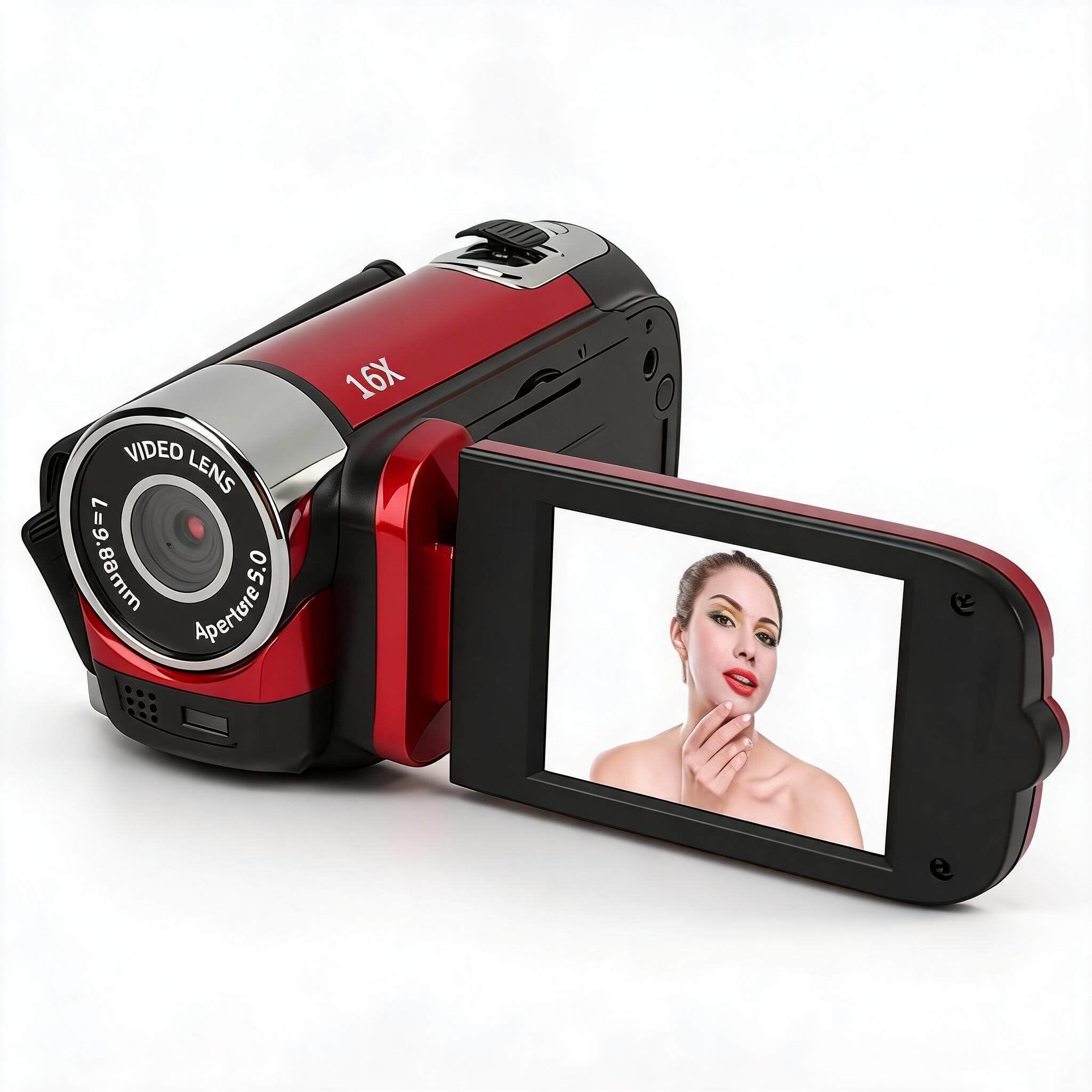 1080PDigital Camera, 16MP Camcorder with 2.4 Inch Rotatable Screen, 16X Zoom HD Video Recorder with Fill Light, Video Camera Built in Battery (Red)-image-44