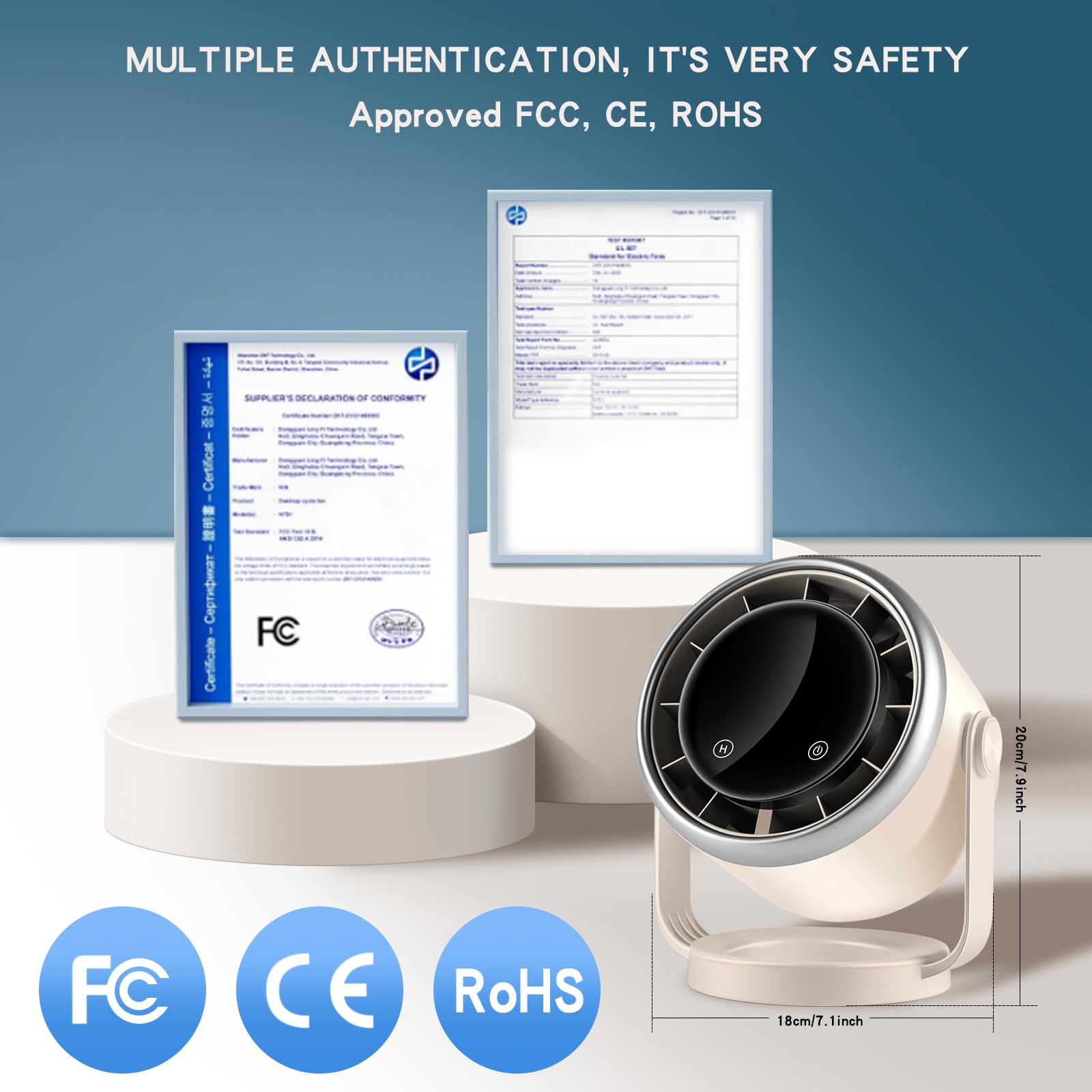 Ventilador de escritorio con batería, pantalla digital silenciosa, ventilador portátil con rotación de 360°, ventilador circulador de aire para toda la habitación, ventiladores USB con 6 velocidades 6