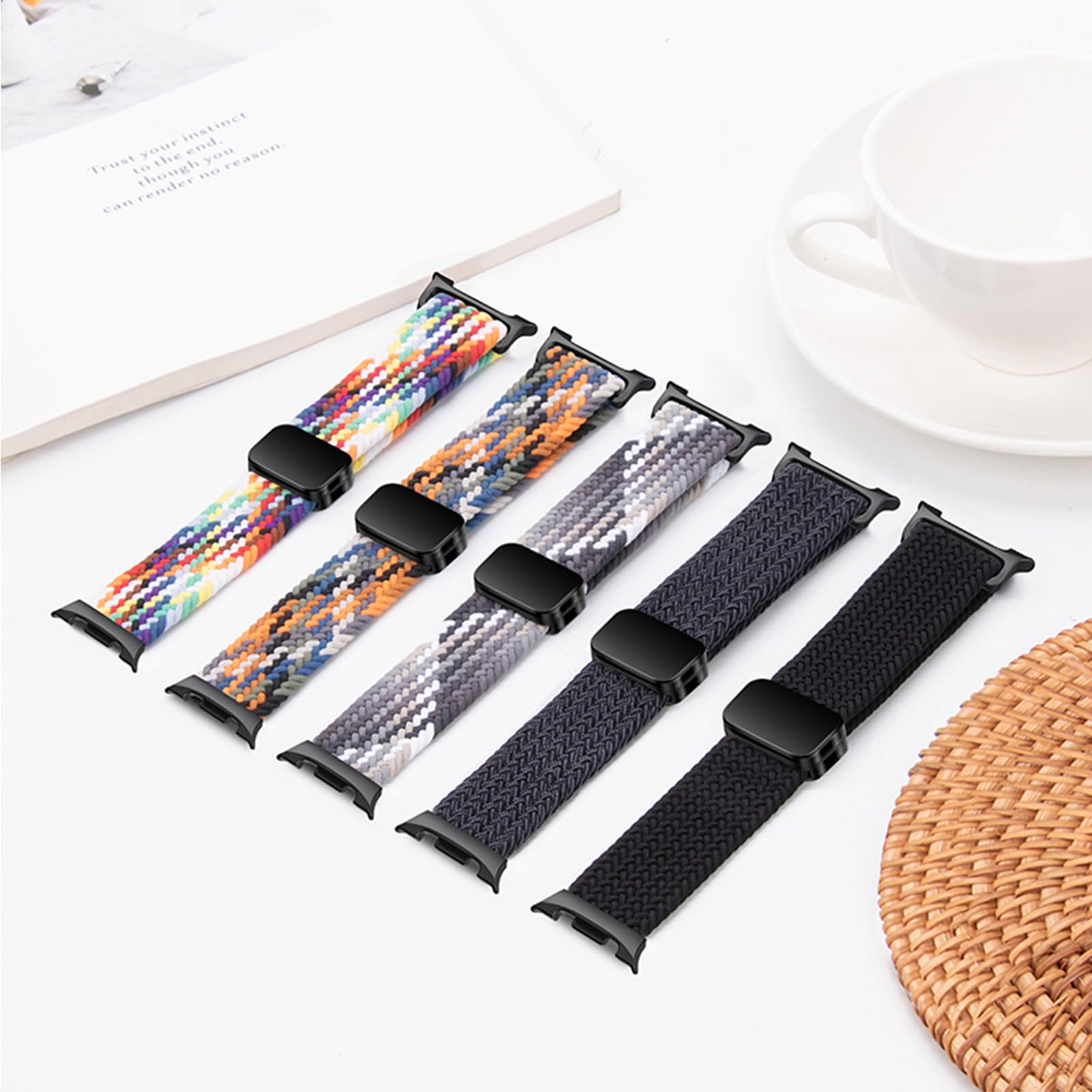 Bracelet magnétique de sport compatible avec Samsung Galaxy Watch 8 40 mm, 44 mm, Galaxy Watch 8 Classic 46 mm, Galaxy Watch Ultra/Ultra (2025), 47 mm, bracelet élastique en nylon