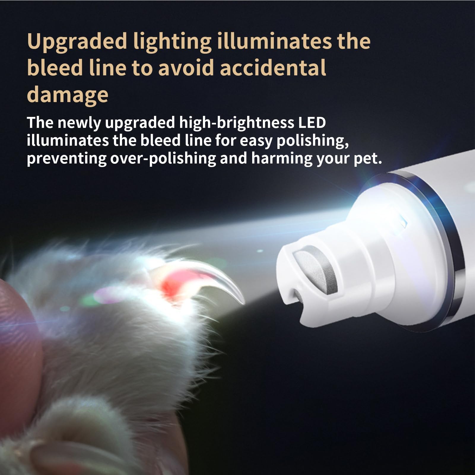 Cortauñas para Mascotas, Lima de uñas for Perros – con Luces LED eléctrica for Recargable por USB Cabezal Repuesto