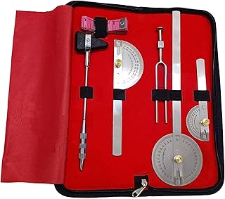 Goniometer Set Physiotherapy Kit- Set of 3 with Tuning Fork 256 Hz and Percussion (Stainless Steel)