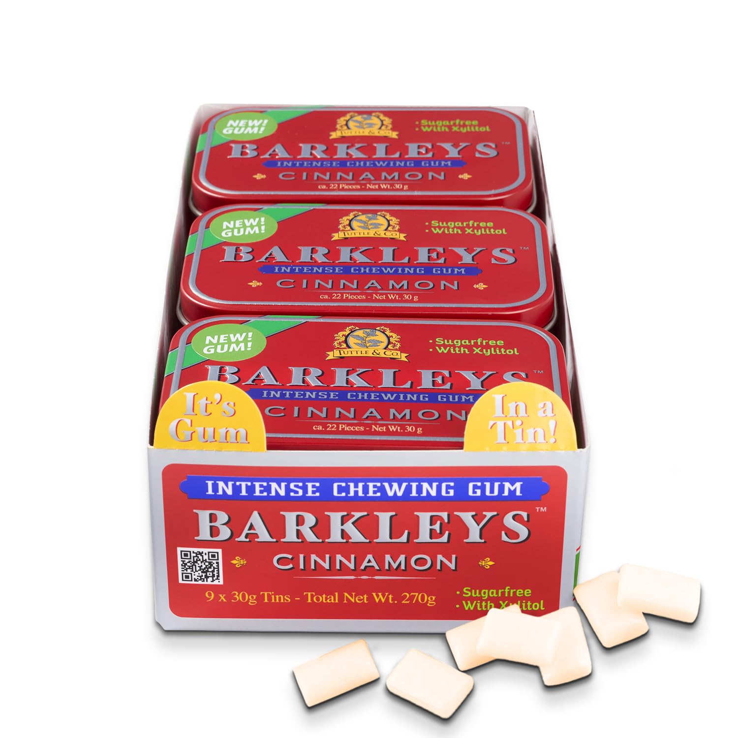 Gomme da Masticare Alla Cannella - Barkleys Cinnamon - Tuttle & Co. - Scatola di Metallo - 9 x 30 g