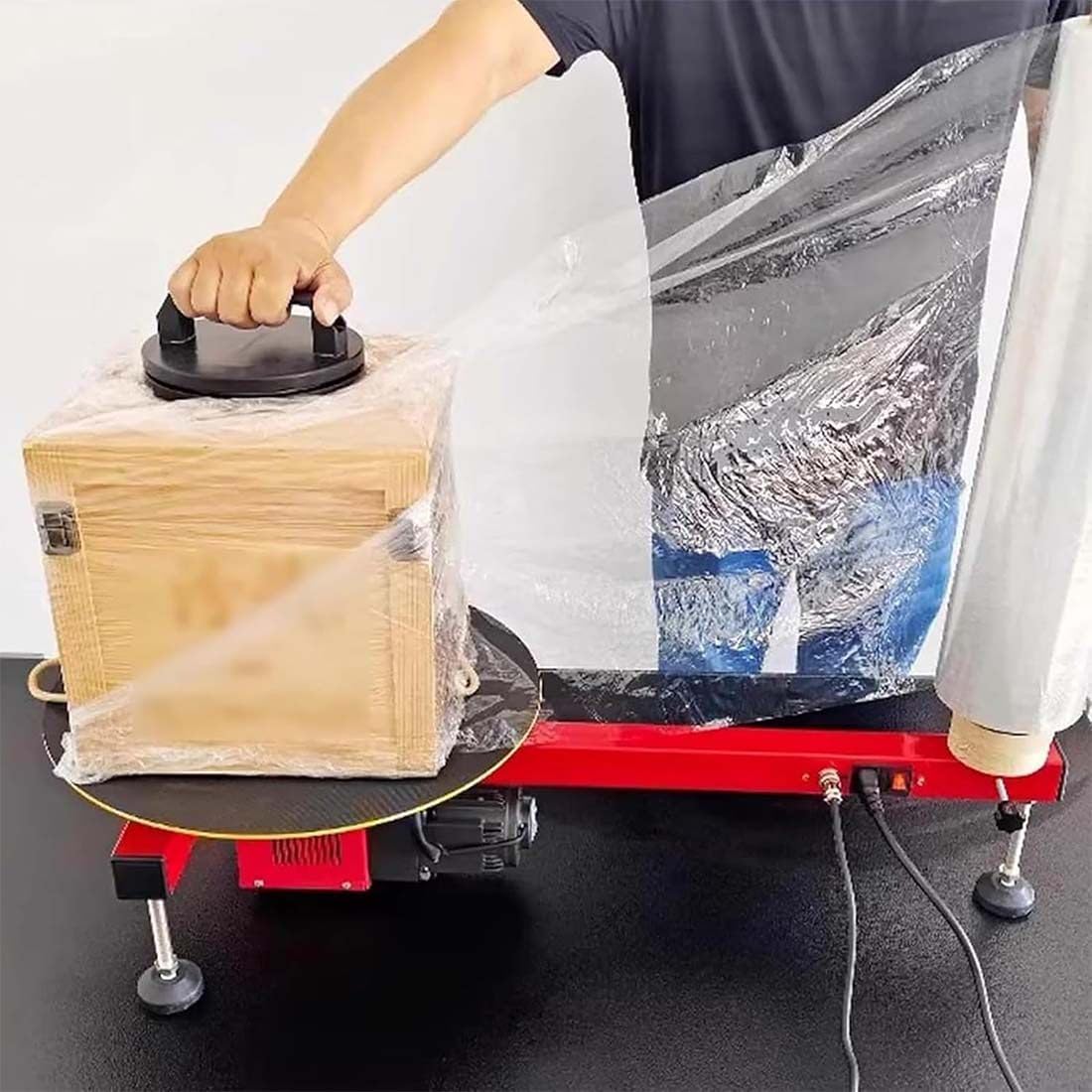 Macchina avvolgitrice elettrica semiautomatica per magazzini e logistica, attrezzatura per l'imballaggio dell'erogatore dell'involucro del pallet