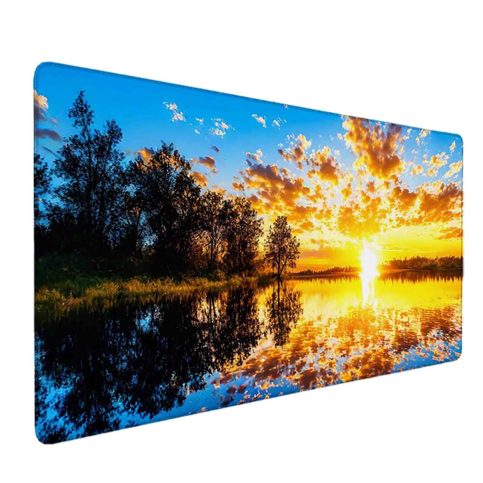 Tappetino Mouse Giallo Mousepad Paesaggio Tappetino Mouse XXL 1200 x 600mm Sottomano Scrivania Grande con Base in Gomma Antiscivolo Accessori Gaming, Migliora Precisione e Velocità per Laptop r8541