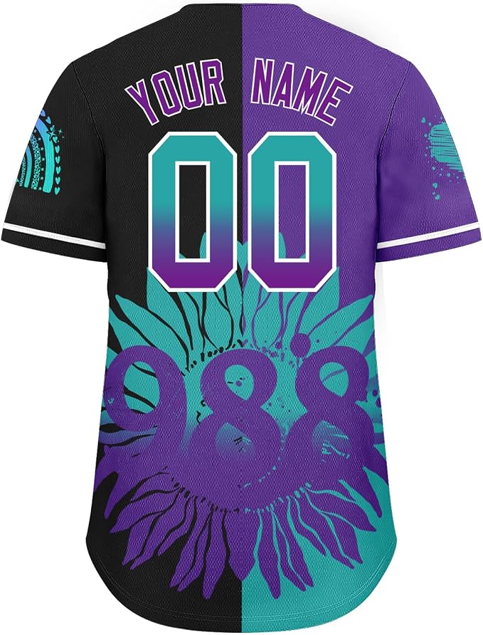 Camiseta de béisbol personalizada para prevención del suicidio, con cinta morada y teal para apoyo a la salud mental miniatura 5