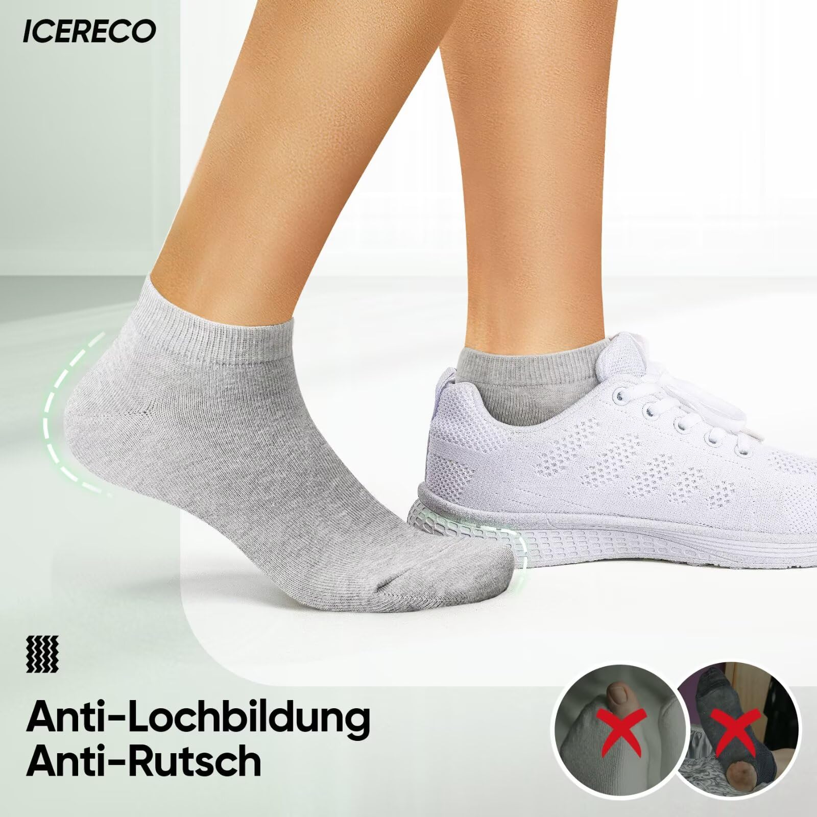 IceReco 10 Paia Calze Uomo Corte Cotone Estivi Calzini Donna Corti Sportive Fantasmini Running Trekking Tennis Elastiche