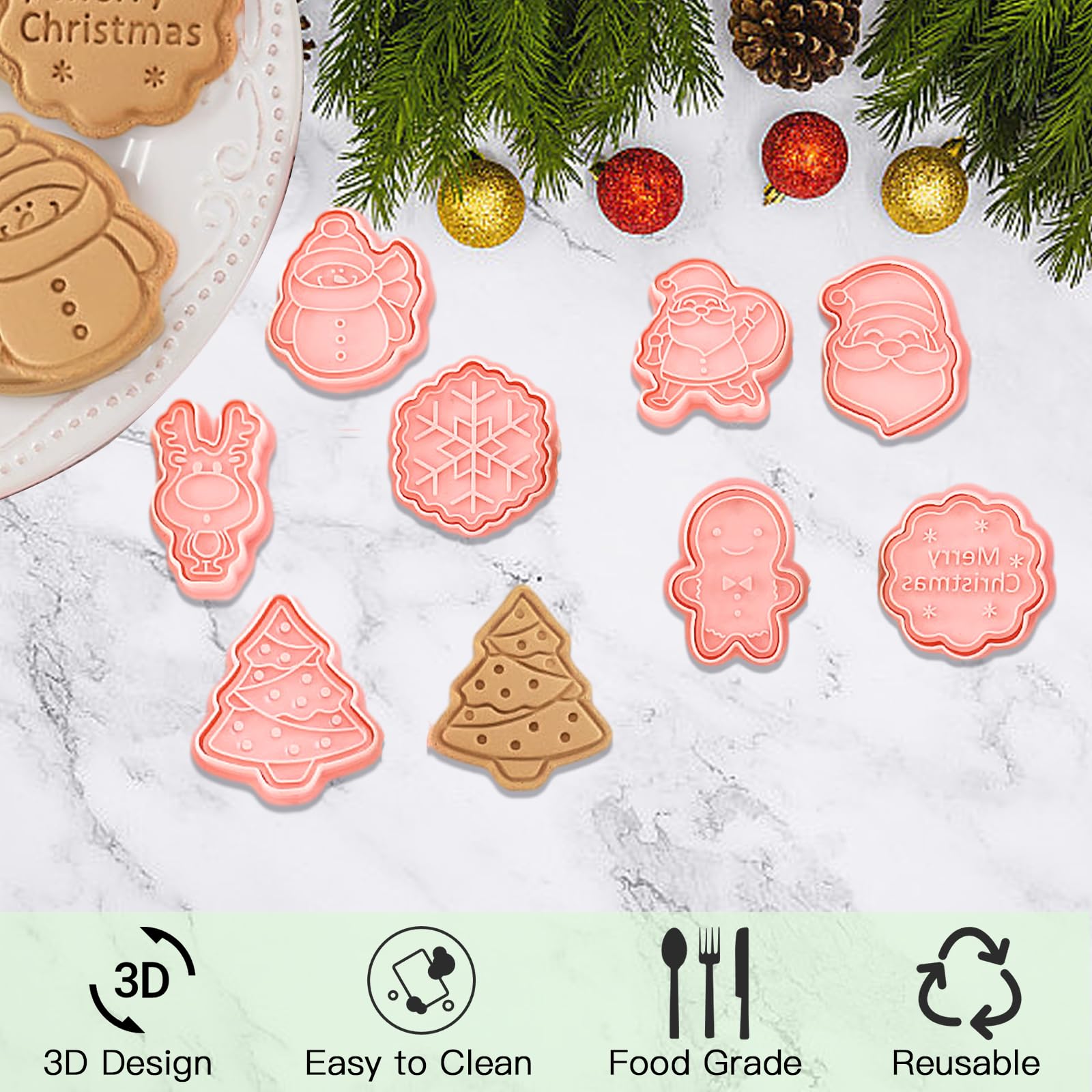 Moldes Galletas Navidad,8 Piezas Cortadores De Galletas De