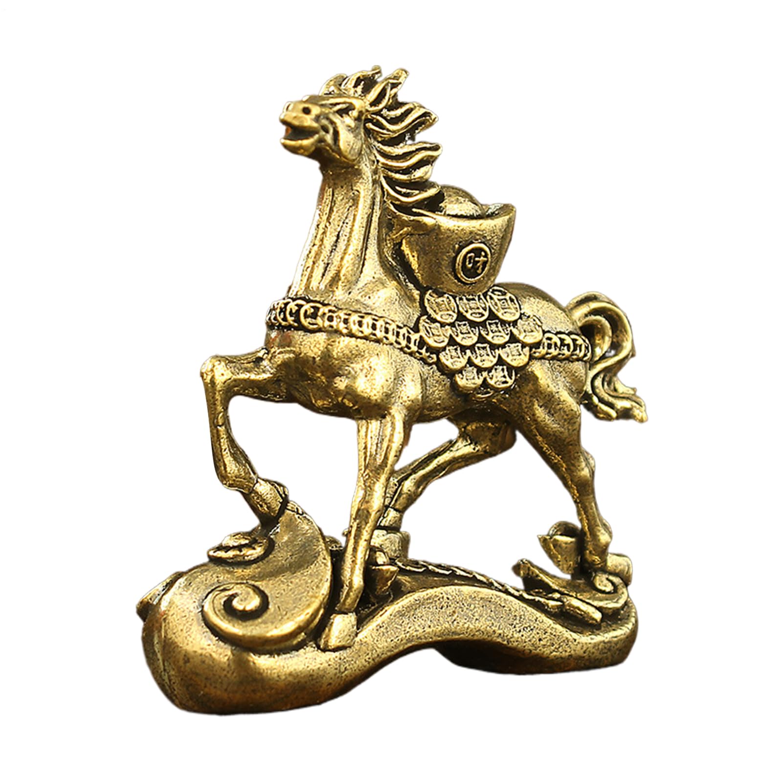 Figurines miniatures de cheval statue dorée feng shui pour attirer le succès