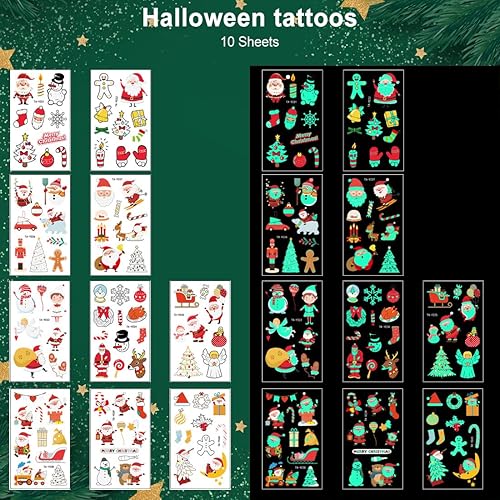 Miniatura 3 de Tatuajes temporales luminosos de Navidad Resplandor de Navidad Tatuajes falsos para niños y adultos -A
