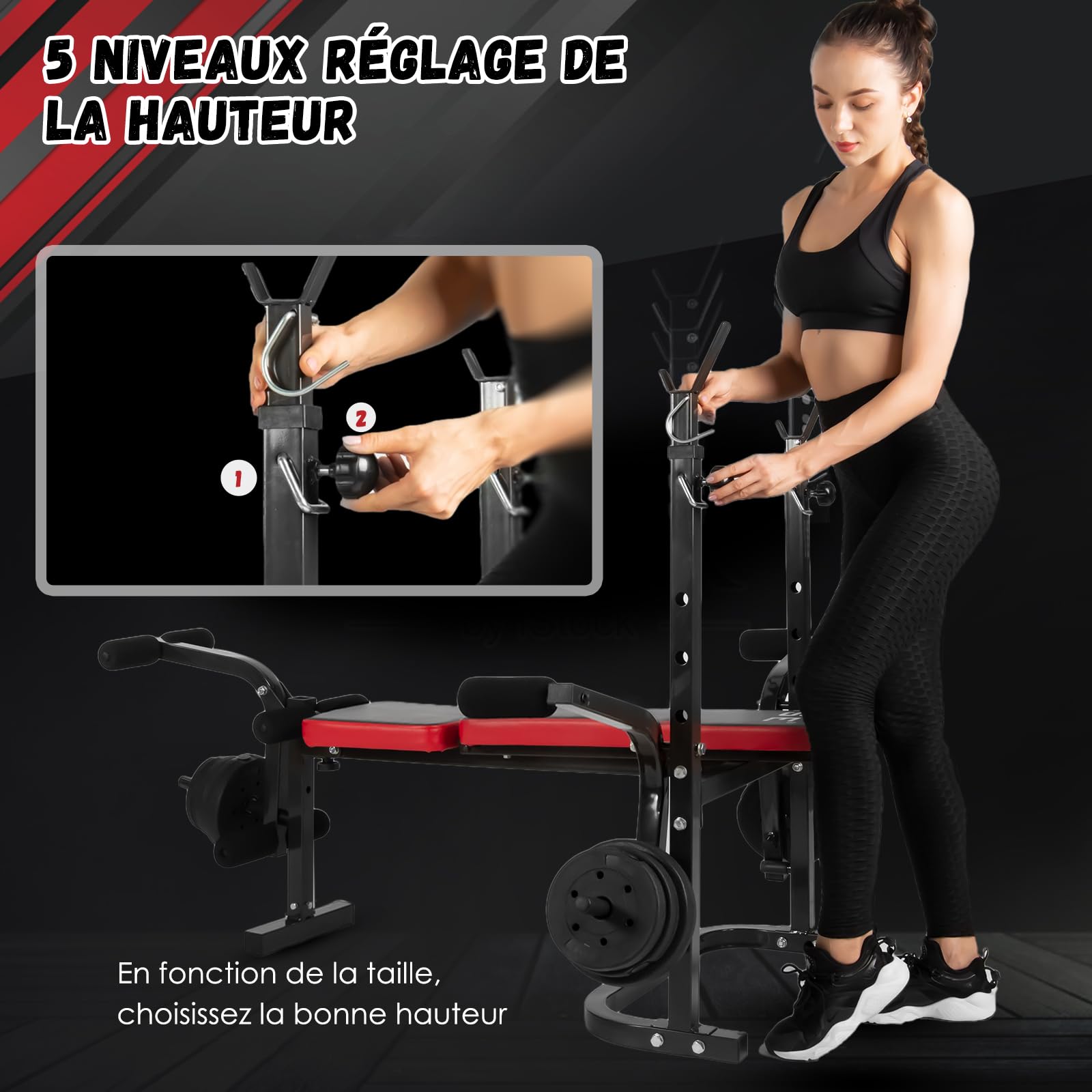 ISE Banc Musculation Complet Musculation, Banc de Musculation Complet Fitness, Banc de Musculation Pliable&Inclinable, Banc Developper Coucher, Bancs de Musculation Multifonction Butterfly Réglable