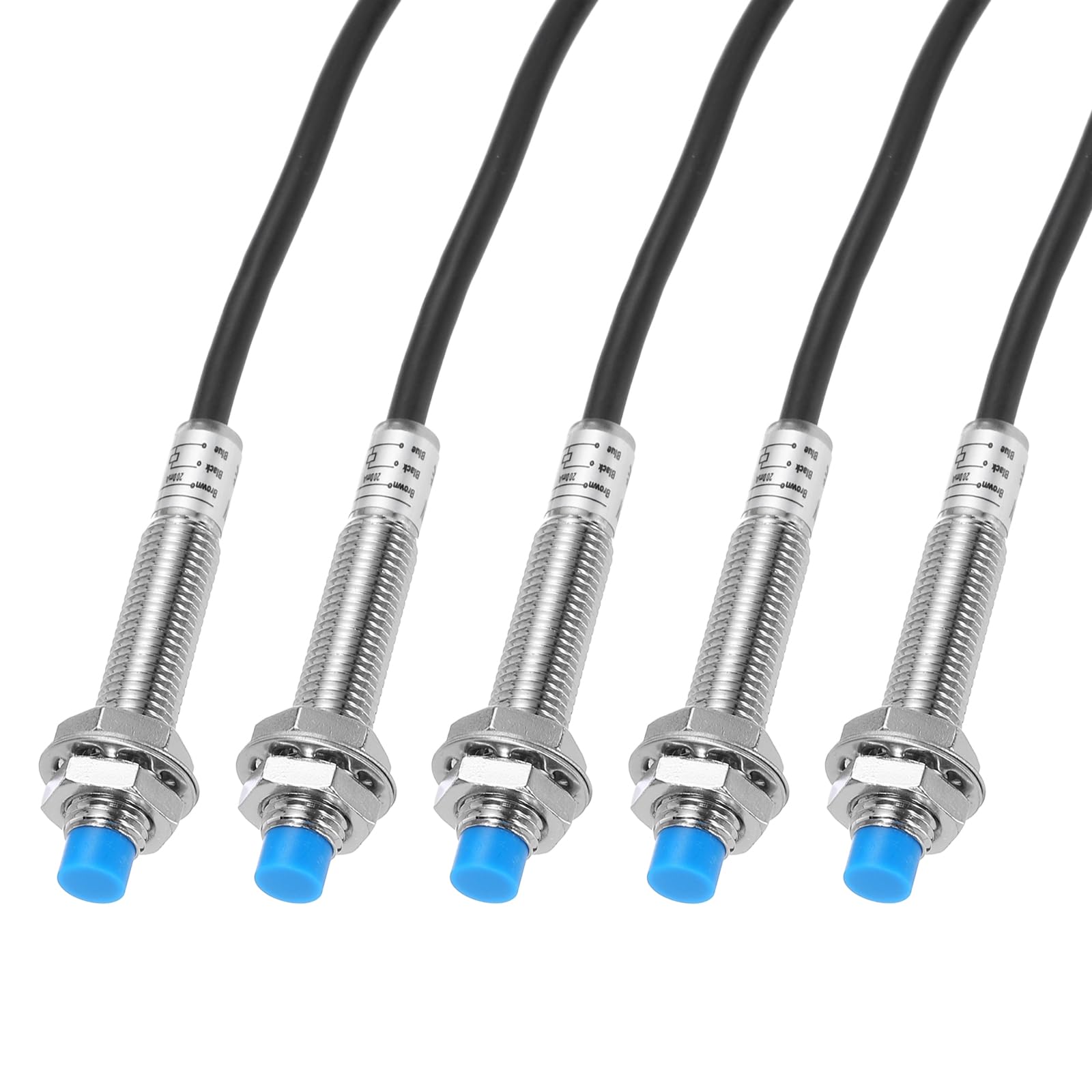 QUARKZMAN M8 Annäherungssensor Induktiver Näherungsschalter NO Normalerweise Offen PNP 2mm Erkennungsabstand DC 6-36V LJ8A3-2-Z/BY 3.9ft 5Stk