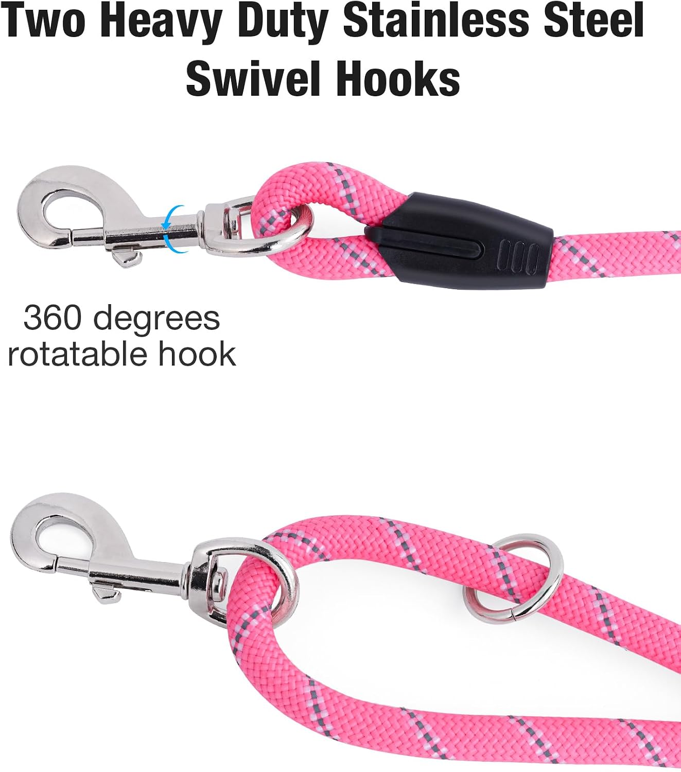 100FT Extra Long Dog Leash for Dog Training, Heavy Duty Dog Lead for Large Medium Small Dogs Outside Walking, Playing, Camping, or Yard, Pink