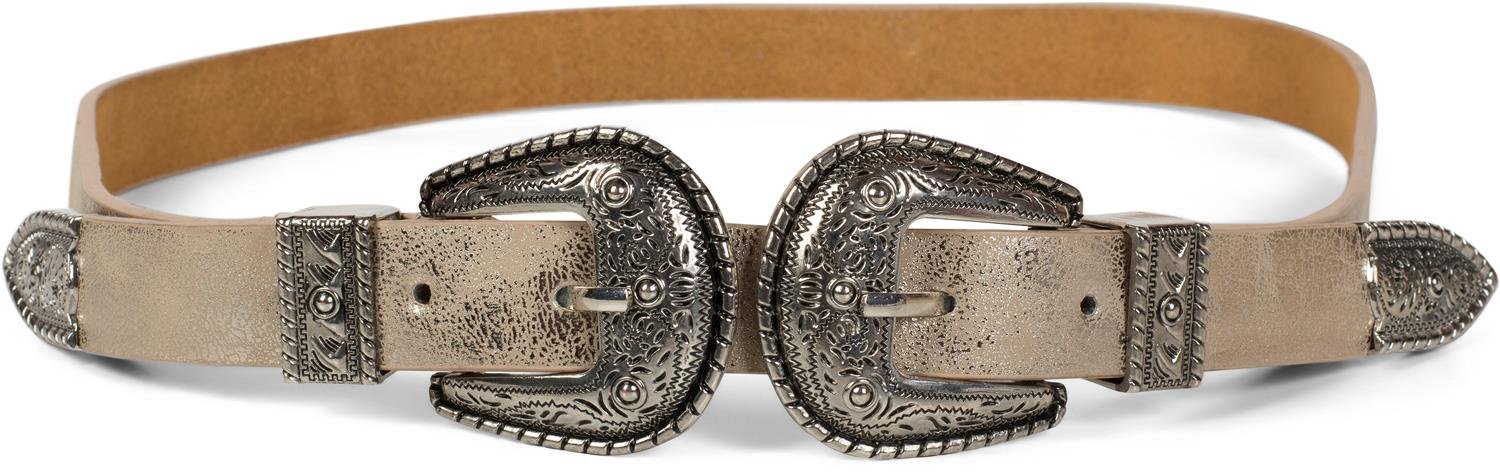 styleBREAKERbelt with embellished double buckle in western style, b-low belt, waist beld, can be shortened, women 03010085