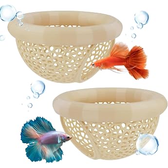 Set of 2 Aquarium Cave Tunnel Betta Fish Accessories Floating Feeding Ring