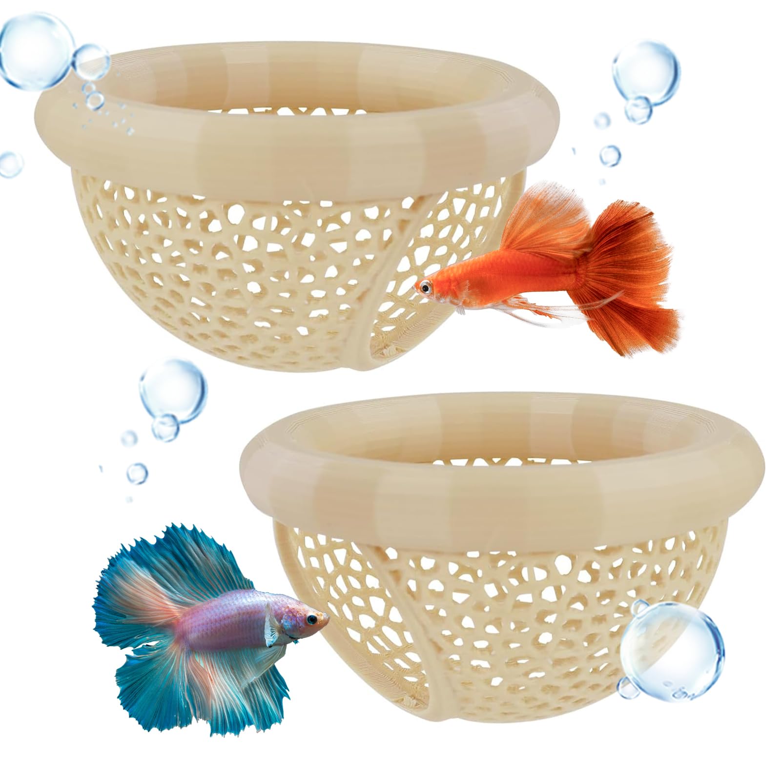 2 Pièces Cachette Flottante pour Betta 7 x 4 cm Décor D’Aquarium Petits Poissons pour Reposer Nourrir Jouer & Reproduire Tunnel Aquarium Hamac Décoratif Poissons Un Repos en Toute Sécurité