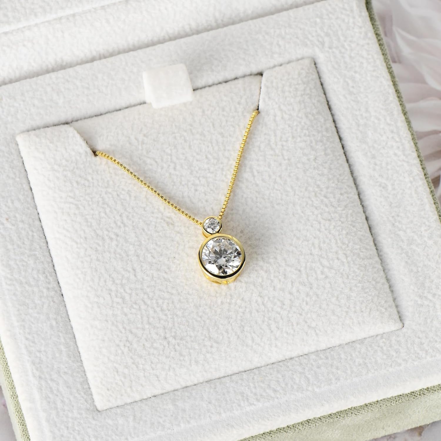 Moissanite Necklace for Women, Solitaire Pendant, D Color Round Cut 925 Sterling Silver Necklace, GRA Certified, 18+2 inch Box Chain - Image 3