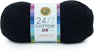 Lion Brand Yarn 24/7 Cotton DK Yarn, Caviar