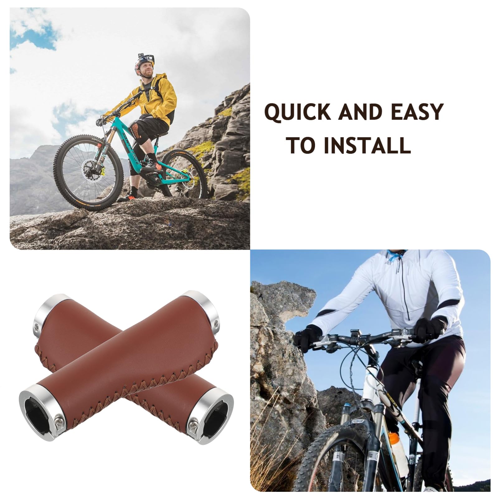 INOOMP 4pièces Poignées Antidérapantes PU pour Vélos De Guidon Élastique Et Confortable Accessoire pour Cyclisme Et Ville