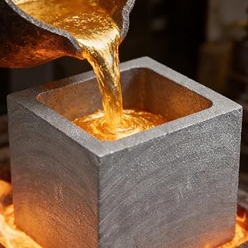 Graphite Ingot Mold, High Purity Refining Graphite, Melting Casting Mould for Gold Silver Aluminum Copper Brass Zinc Plumbum and Alloy Metals (1.97x1.97x1.97inch/1000gGold)