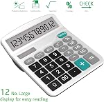Calculator, Splaks 2 Pack Standard Functional Desktop Calculator Sola and AA Battery Dual Power Electronic Calculator with 12-Digit Large Display (1 Basic Black&1 Updated Silver)