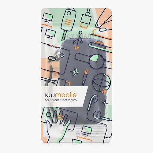Miniatura 7 de kwmobile Bolsa de neopreno para teléfono tamaño XXL - 7 pulgadas - Funda universal para celular con cremallera, correa para la muñeca, color azul