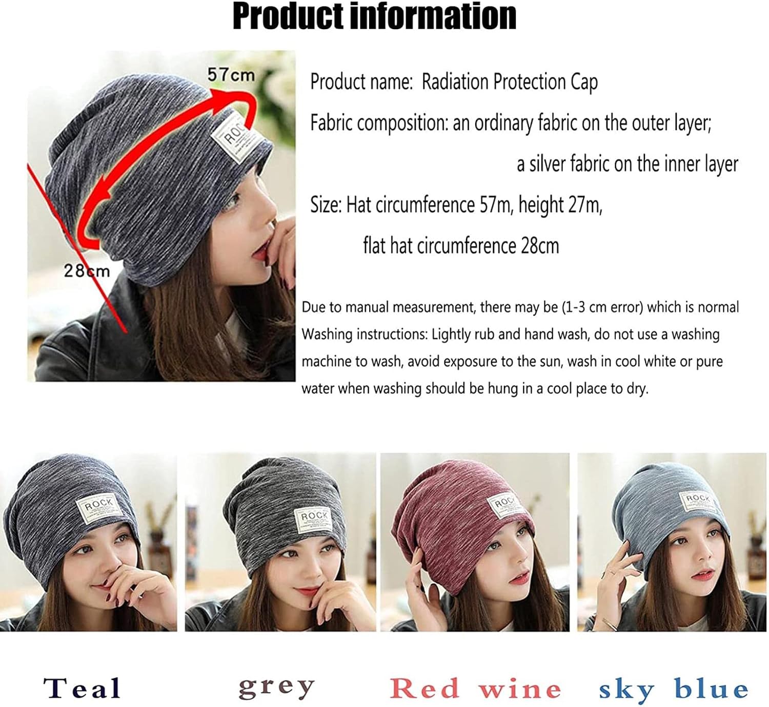 EMF Hat Protection Radiation Silver Fiber, Anti-Radiation Headdress Unisex Laptop Electromagnetic Laptop