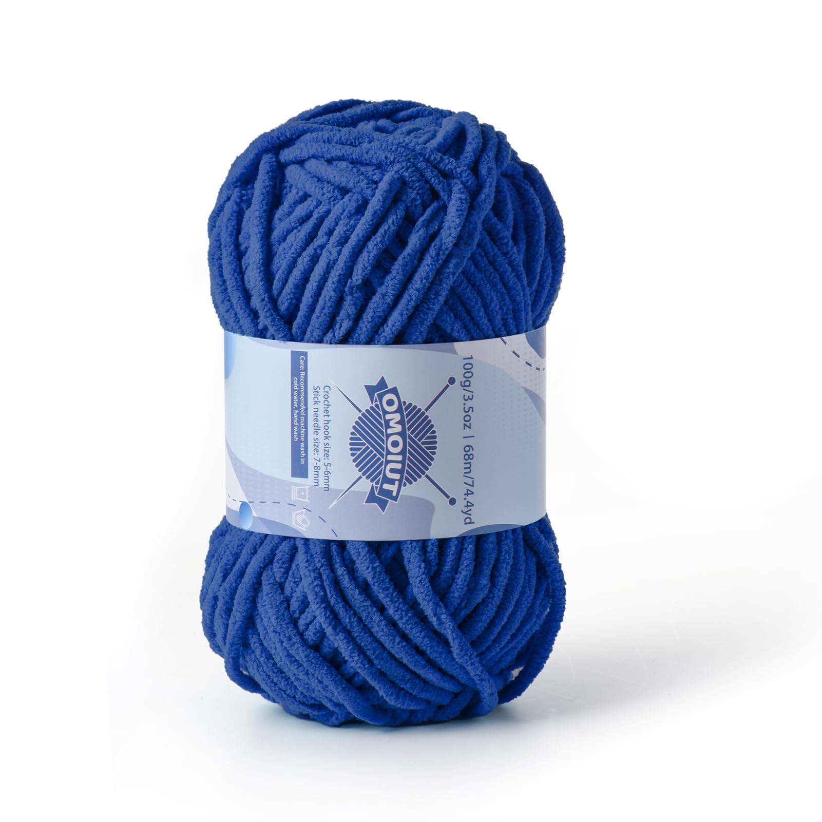 Chunky Chenille Yarn for Crocheting, Baby Yarn for Crocheting Soft Blankets, Bulky Yarns for Crochet Amigurumi, 100g (74.3yds) Fluffy Velvet Yarns for Hand Knitting (Sapphire Blue)