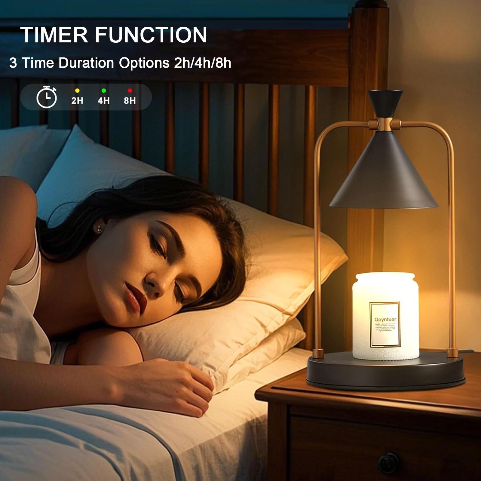 Chauffe-cire à intensité variable avec minuterie, lampe bougie réglable en hauteur pour une ambiance chaleureuse de chambre à coucher, salon, cadeau idéal pour la décoration de la maison