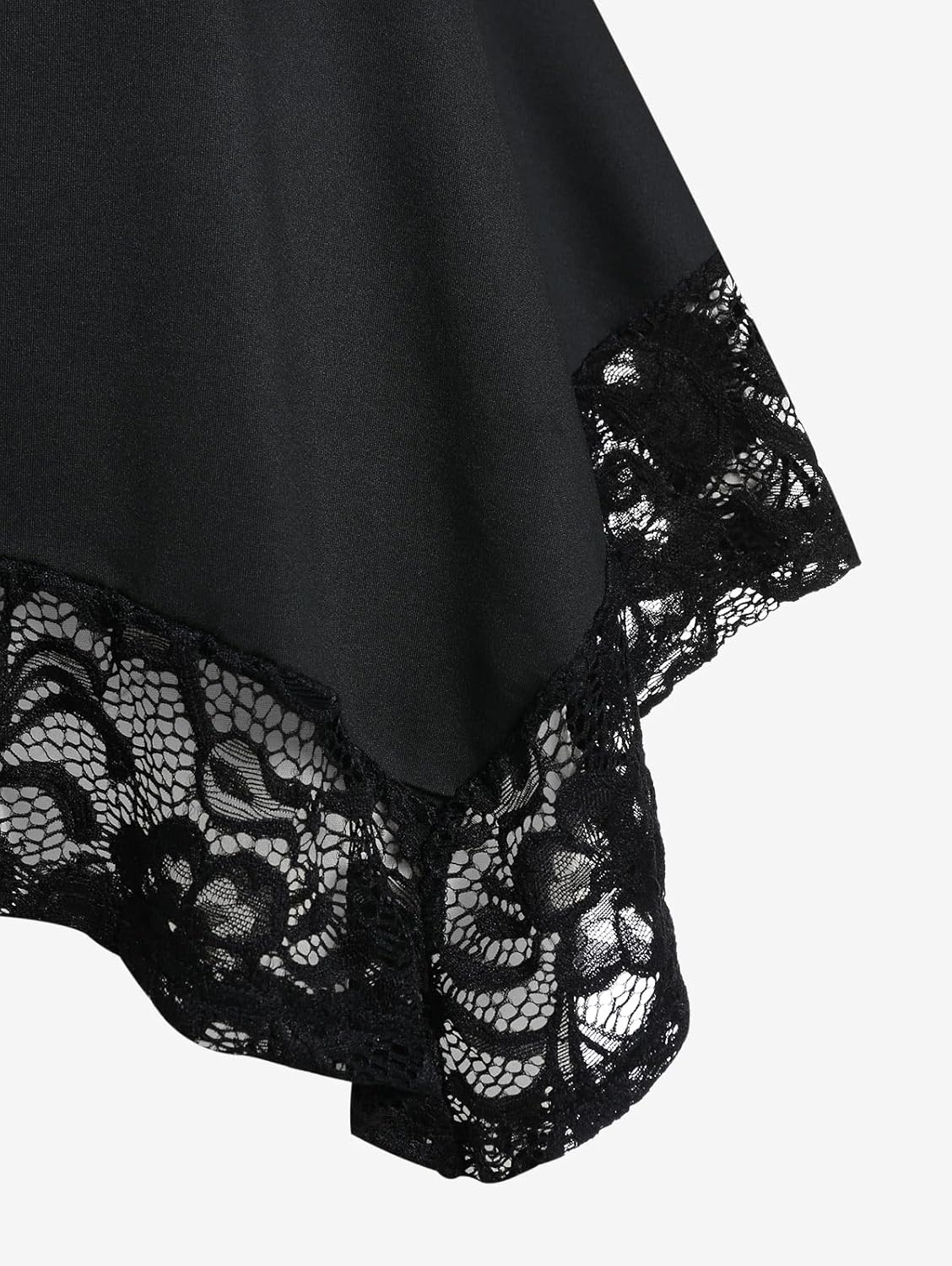 ROSE GAL Women's Plus Size Flower Lace T-Shirt Curve Flower Lace Insert Criss Cross Batwing Sleeve Handkerchief Top - Image 4