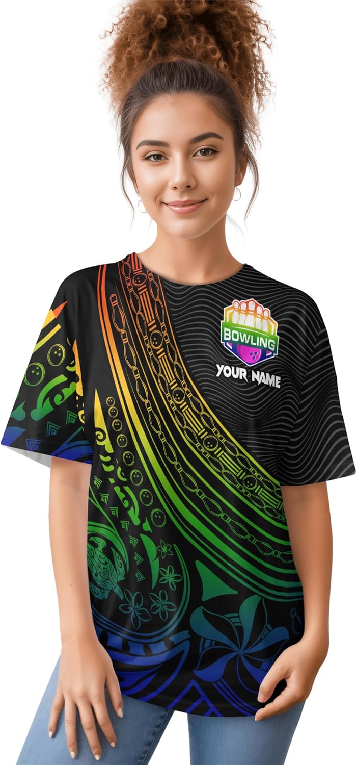Unisex Bowling T-Shirt Personalized Bowling Pin and Bowling Ball T Shirt for Bowling Player Printing Bowling Theme Clothes