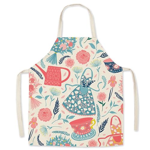 Eyands Delantal de lino para niños con diseño lindo para cocina, pintura, jardinería, ca. 45 x 55,9 cm