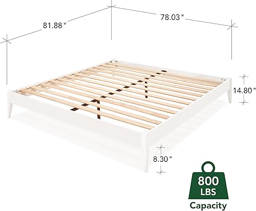 Miniatura 24 de Bme Dinkee - Base de cama de tamaño matrimonial sin cabecera, 15 pulgadas, minimalista y moderna, madera de acacia, 12 listones de madera para