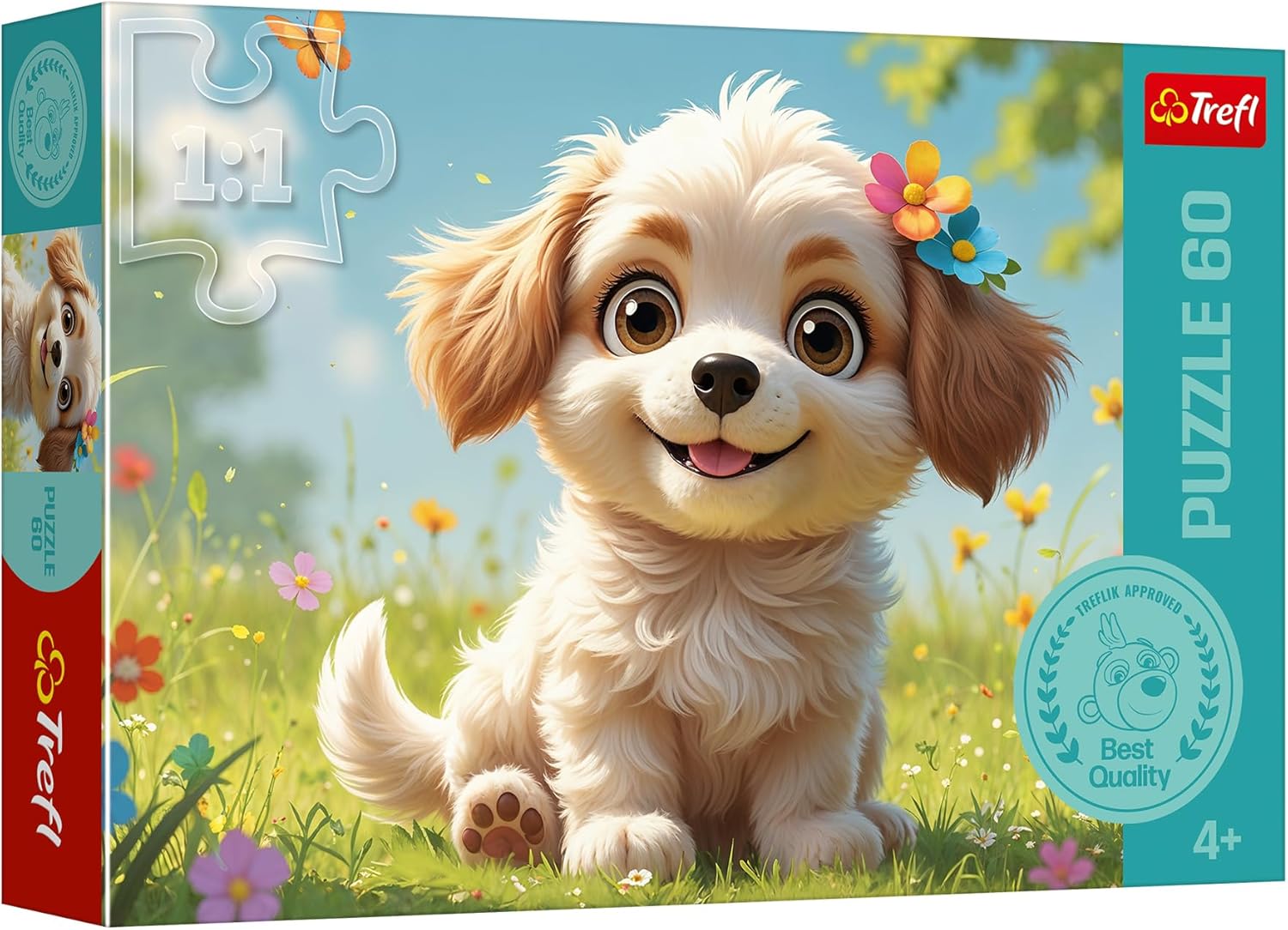 Trefl - The Treflik Family, Puppy be! - 60 Piece Puzzle - Colourful Puzzle with a Puppy, Creative Entertainment, Fun for Kids Aged 4 and up