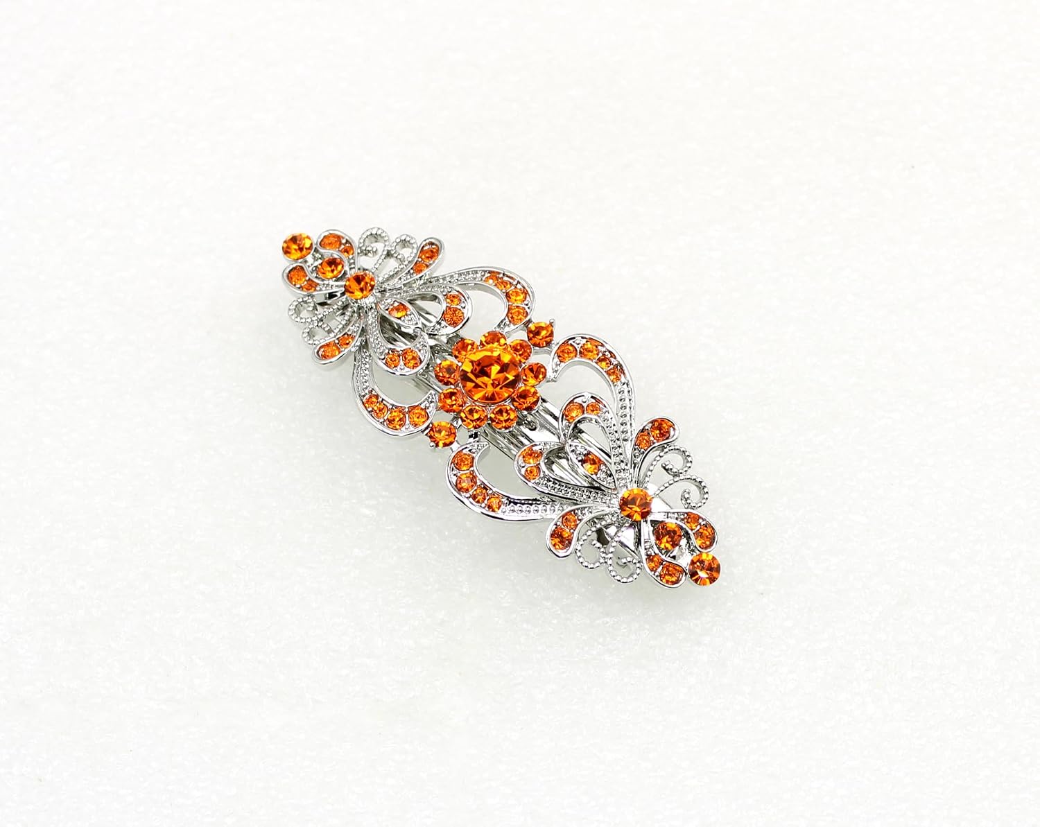 Faship Gorgeous Orange Crystal Floral Hair Barrette