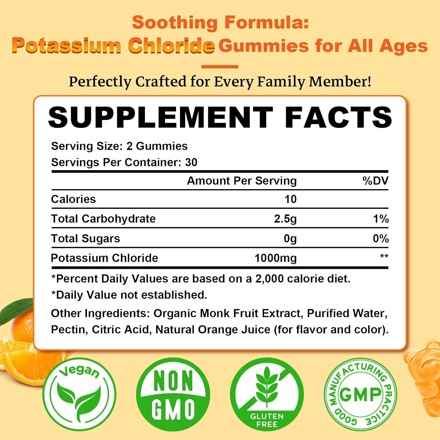 Sugar Free 2 Pack Potassium Gummies, Potassium Chloride 1000mg for Adults, Potassium Supplement for Women & Men, Electrolyte Balance, Prevent Leg Cramp, Support Muscle & He♡rt Health, 120 Count - Image 2