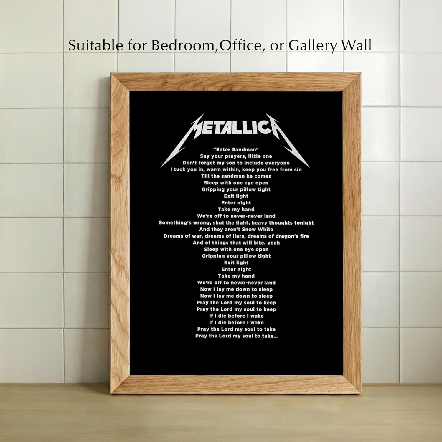 Classic Rock Song Lyrics Wall Art Print - Typographic Music Decor for Home, Office, Studio & Bar Cave - Framed Wall Art for Music Fans & Enthusiasts (Black Framed, 8 x 10 inches)