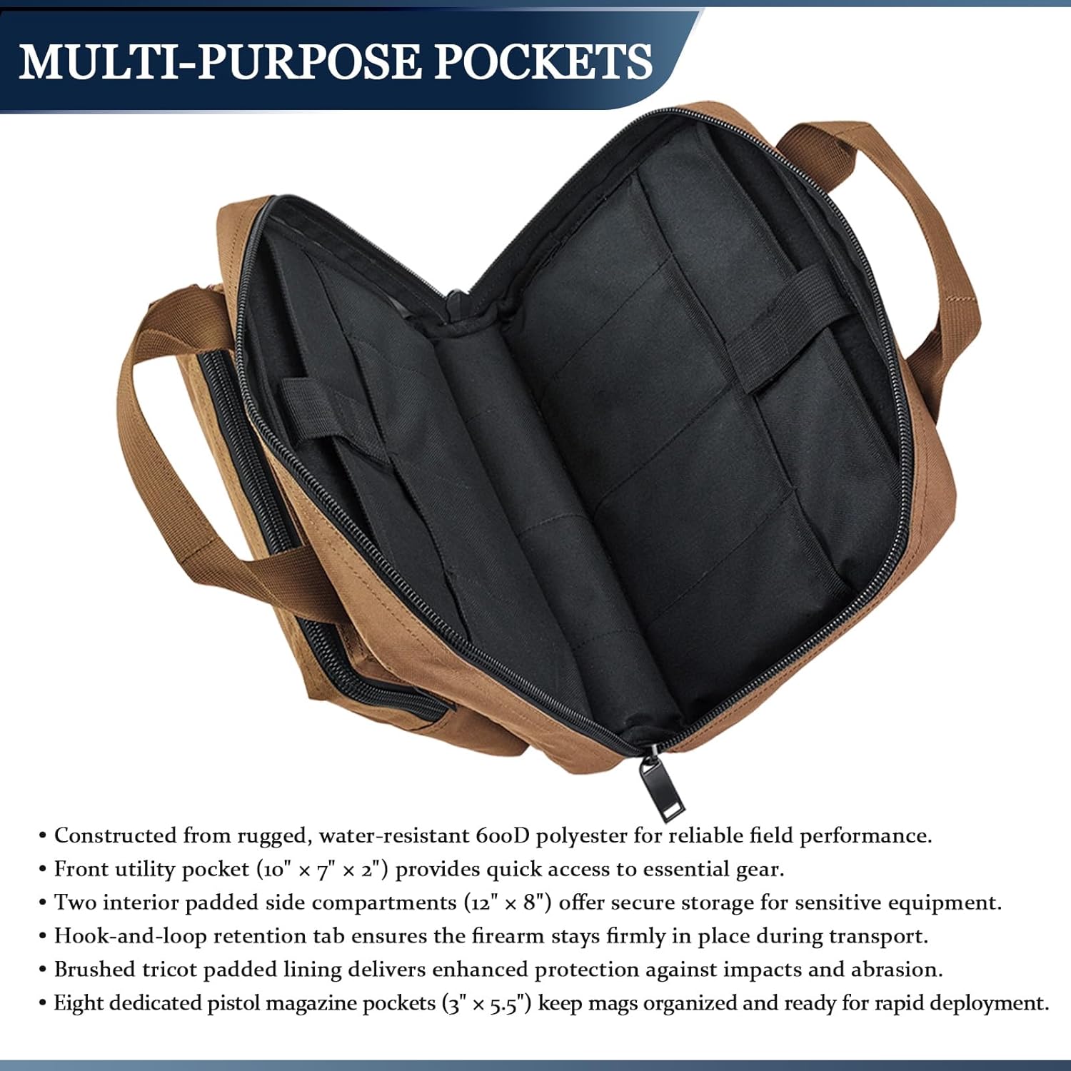Small Soft Pistol Case, Range Bag, Tactical 1~2 Pistol Bag Firearm Shooting Case with Lockable Zipper for Shooting Range Outdoor Hunting, Heavy Duty Fabric, Shoulder Strap Included