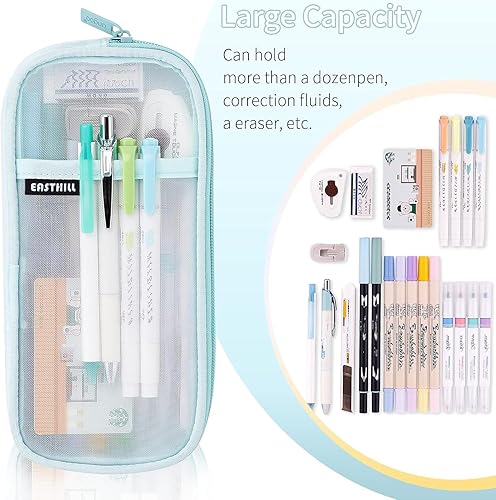 Vista 44 de EASTHILL - Estuche para lápices de malla con cremallera. Transparente para uso como bolsa de maquillaje, de cosméticos o multiusos, para la escuela