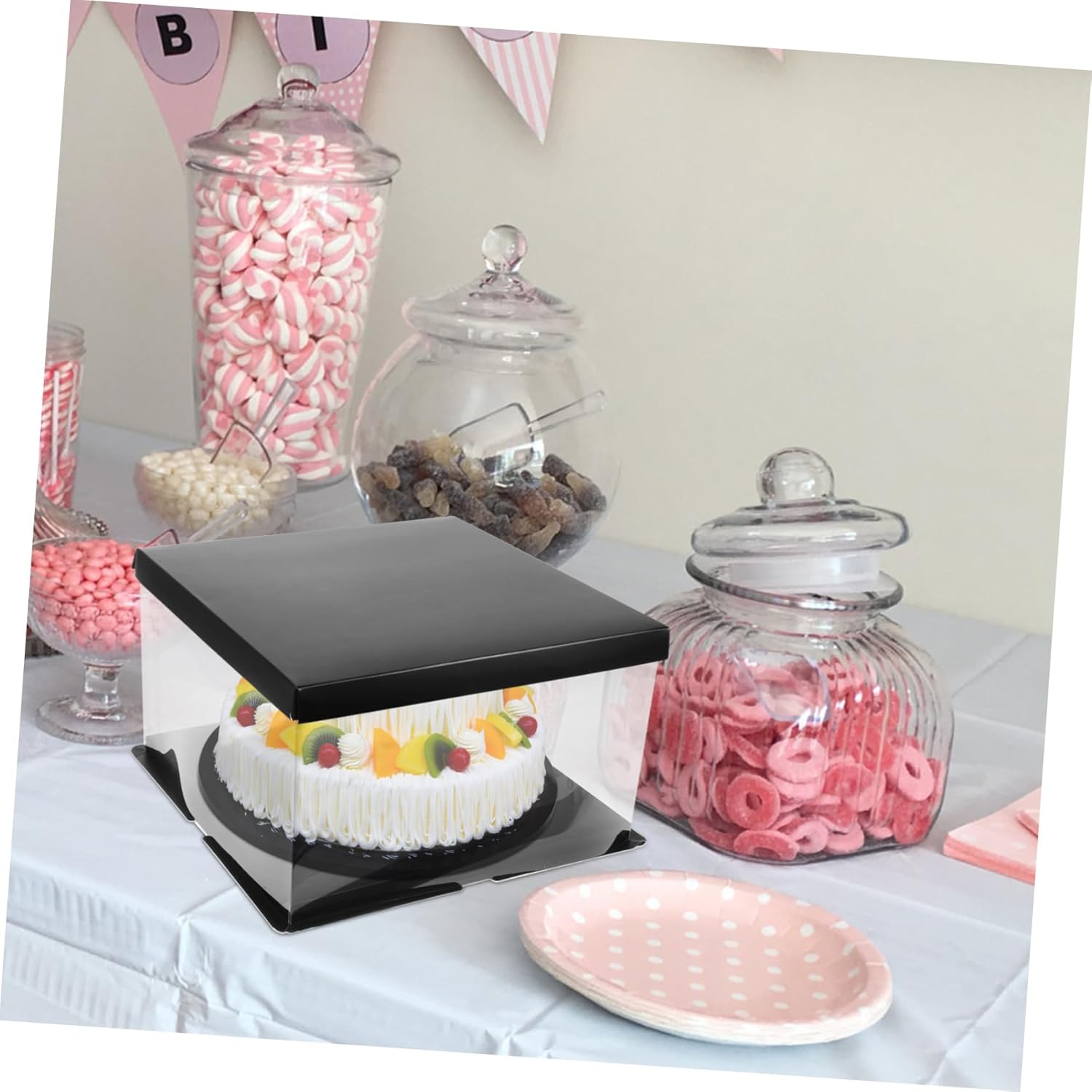 PRETYZOOM 4pcs Cake Box Portable Birthday Cake Carrier Transparent Bakery Box for Parties Weddings and Outdoor Events Easy to Use Lightweight Design No Odor