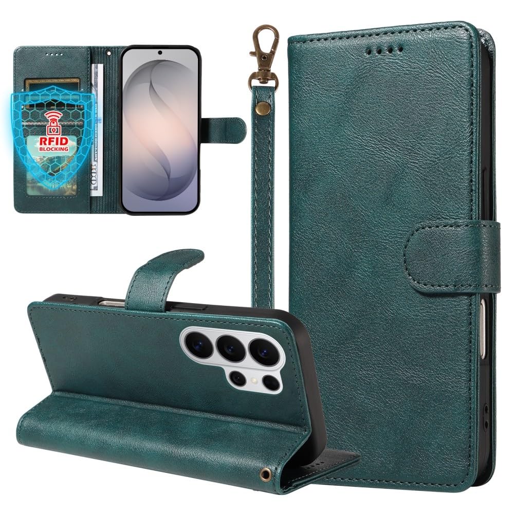 Generic Étui compatible avec Samsung Galaxy A50 / A30S / A50S (couleur : vert foncé) Étui portefeuille magnétique en cuir souple à rabat