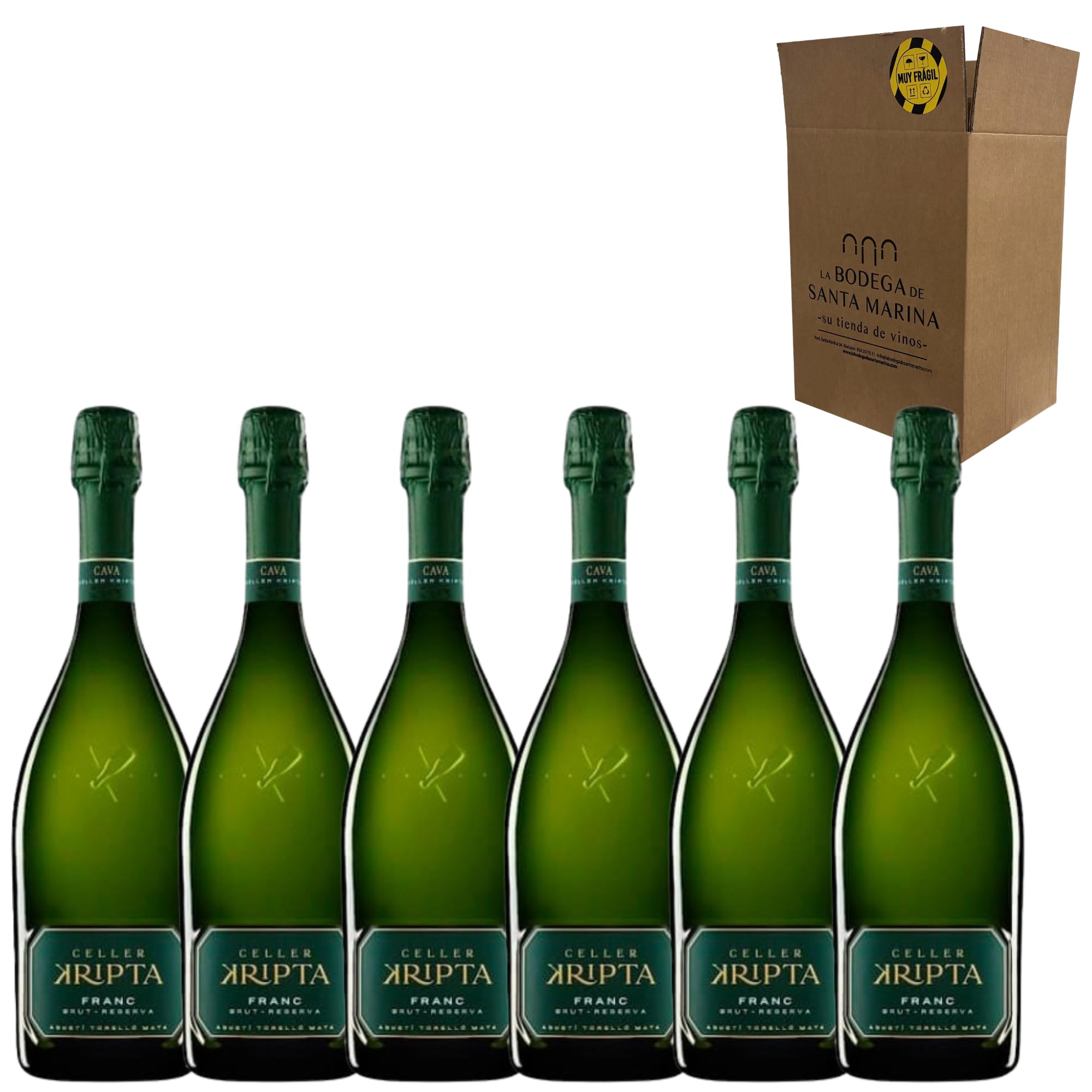 Cava Celler Kripta Franc Brut Reserva - Agustí Torelló Mata - Cava Premium, Método Tradicional, 12.5% Vol. Alcohol, Varietal de Macabeo, Xarel·lo, Parellada - Pack 6 Botellas