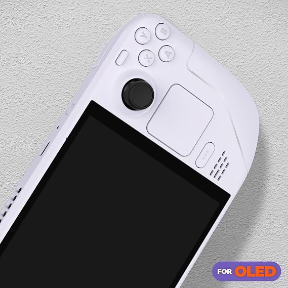 eXtremeRate Replacement Full Set Housing Shell with Buttons for Steam Deck OLED Handheld Console, Custom DIY White Faceplate Back Plate Trackpad Case for Steam Deck OLED Console - Without Console
